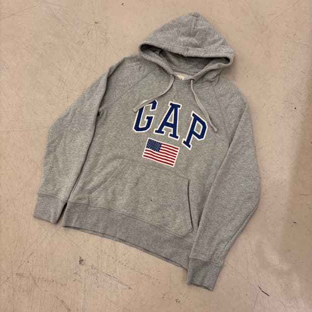 갭 성조기 빅로고 그레이 후드티