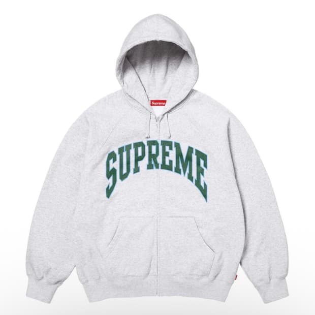 슈프림 크랙 래글런 집업 후드 스웨트셔츠 애쉬 그레이 - 26SS