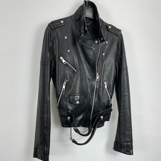 Belted 2-Way Lambskin Leather Jacket