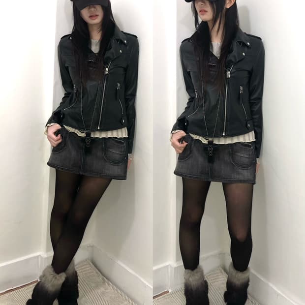 black basic leather jacket