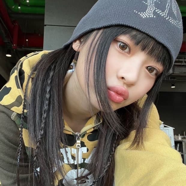 새상품급) 뉴진스 하니 컬리지 황계 베이프 샤크 후드집업