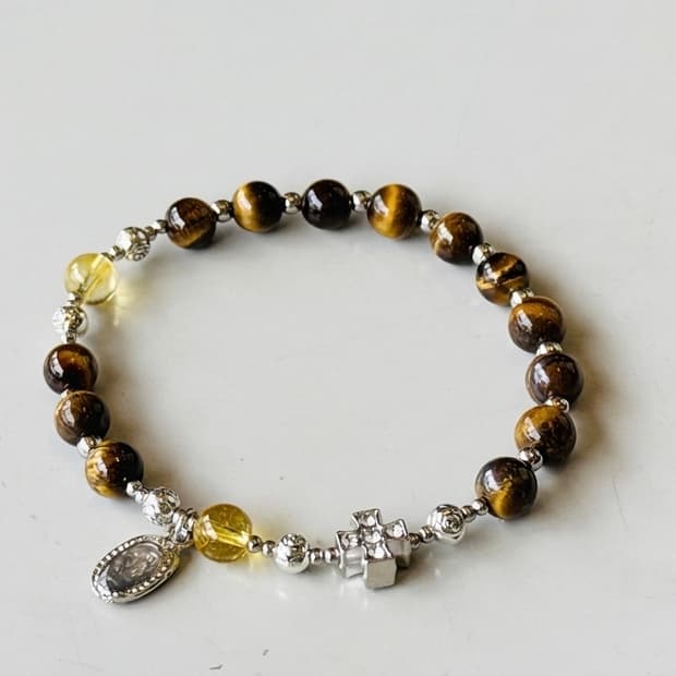 (맞춤) 천연 호안석과 시크린 묵주팔찌 원석팔찌