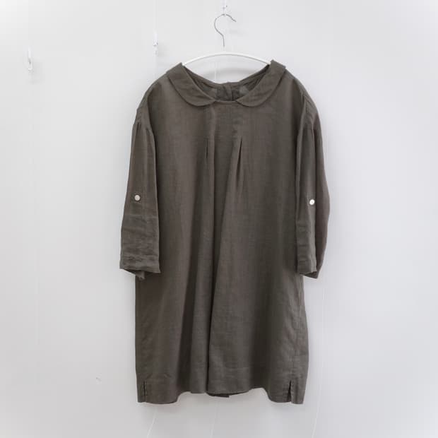 khaki round collar one-piece