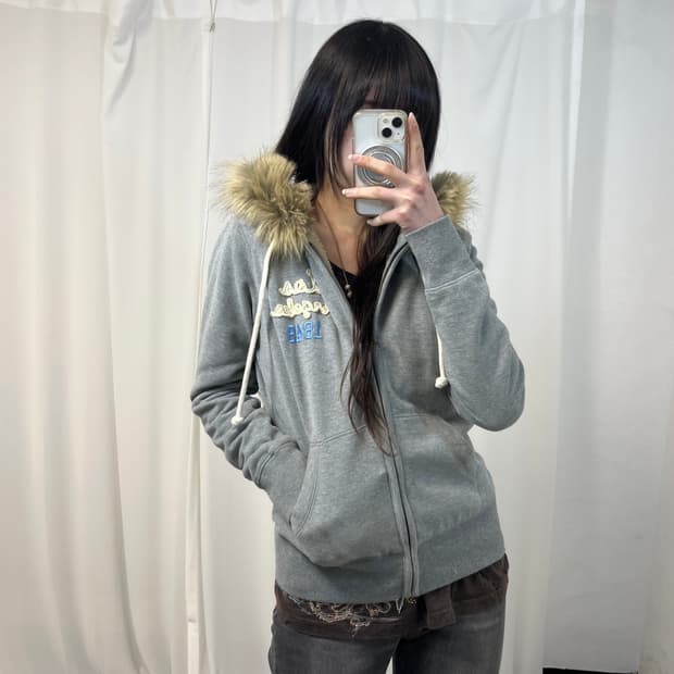 WHO A U Grey Wolf Zip-up Hoodie