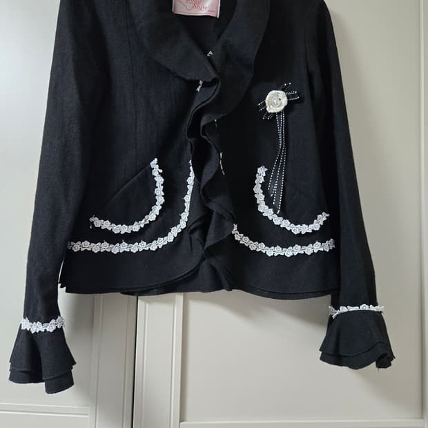 고딕 레이스 프릴 블랙 자켓 흑백 갸루 y2k