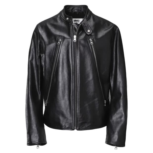 마르지엘라 mm6 5zip 레더 바이커 자켓