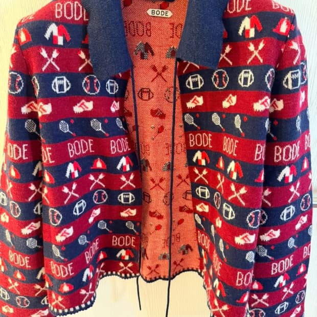 Bode 자카드 알파카 가디건