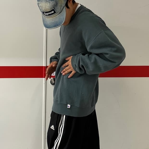 90s RUSSELL 올드스쿨 카키 스웻 맨투맨