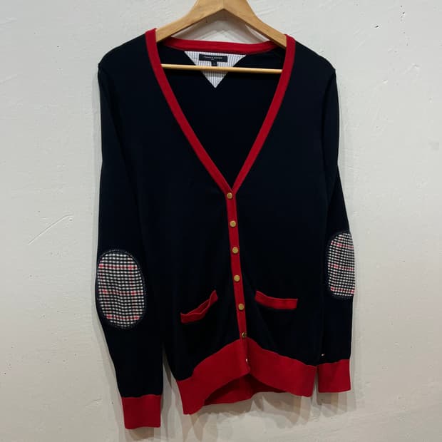 타미힐피거 엘보패치 금장 가디건 우먼즈 S