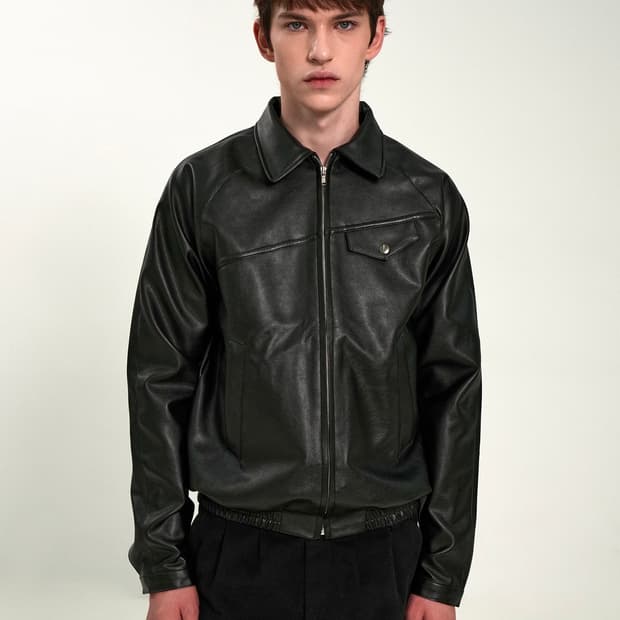 리젤서비스  SLANT JOIN LEATHER BOMBER