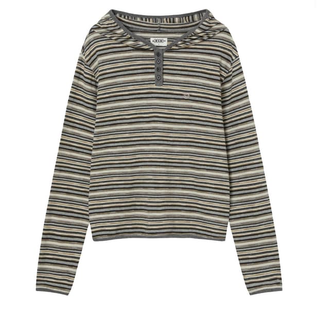 aeee 스트라이프 후드 STRIPE KNIT HOODIE [BEIGE]