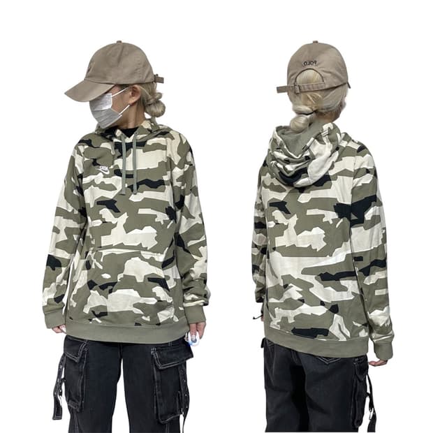 나이키 카모 밀리터리 패턴 후드티 M