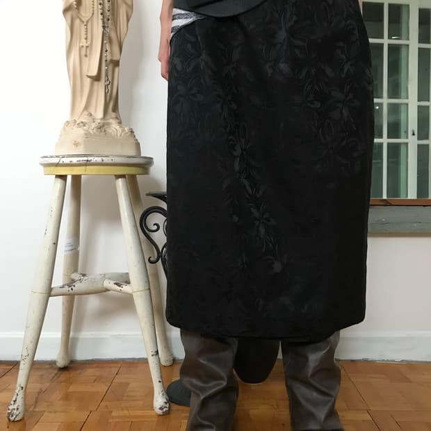 vintage pattern black skirt (29inch)