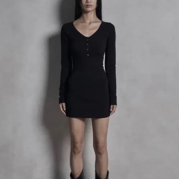 보헤미안서울 V - NECK BUTTON DRESS M
