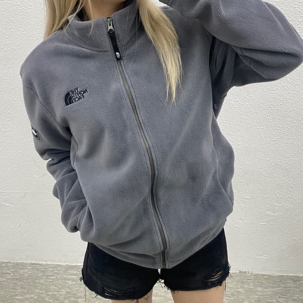 노스페이스 그레이 집업 플리스 L