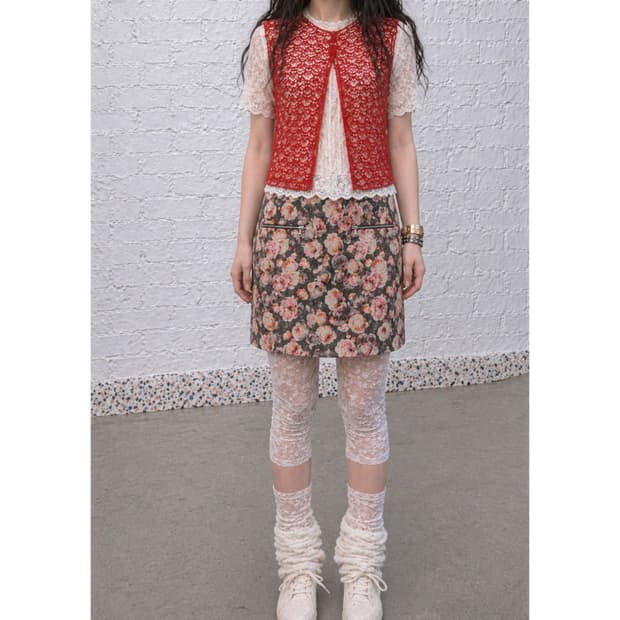 가디건+블라우스+스커트 set