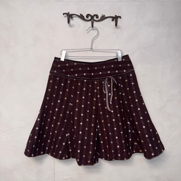 Violet dot stripe ribbon flare skirt