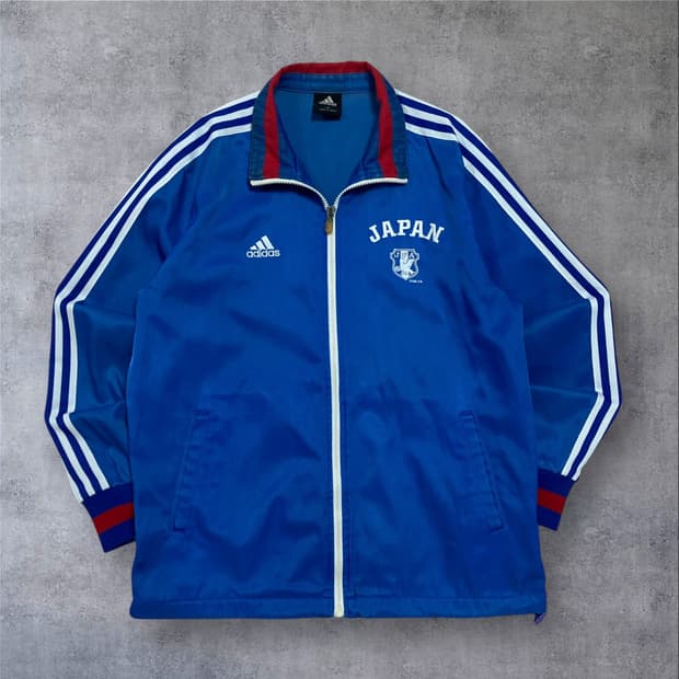 아디다스 일본 국대 로고 블루 트랙탑 져지
