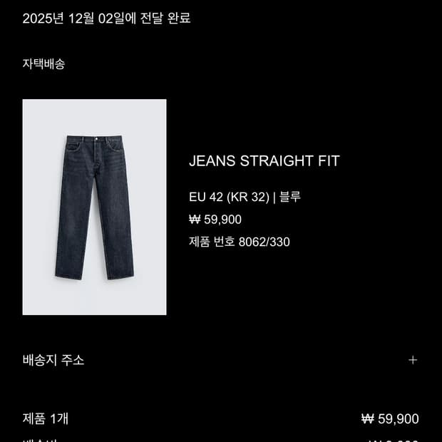 자라 스트레이트진 바지 