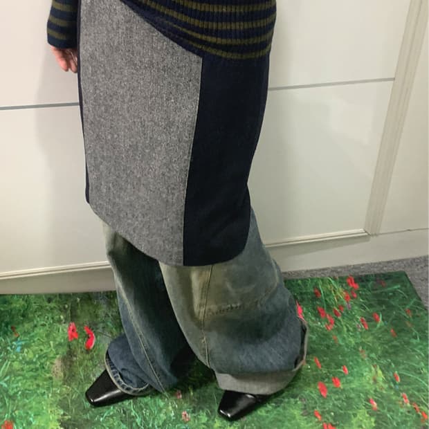 CDEC)Wool colored leather skirt 울 레더 스커트