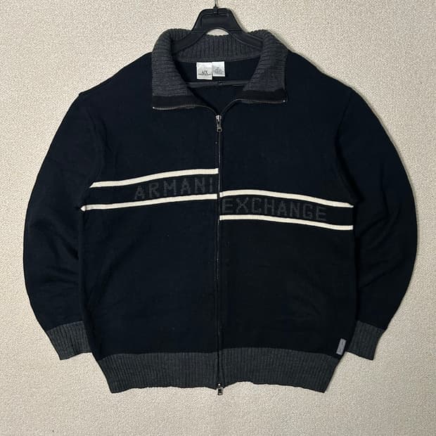 (XL) 아르마니 익스체인지 블랙 투웨이 니트집업 