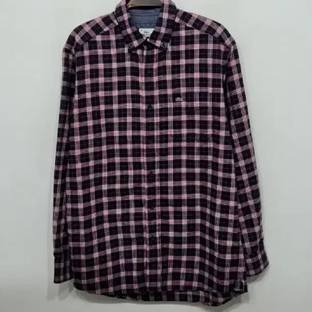 (L) 라코스테 셔츠 체크 남방 포켓 로고 캐주얼 