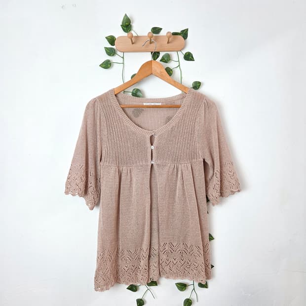 뮤트 핑크 쓰리버튼 가디건