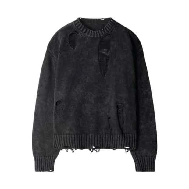 이티씨이 디스트로이드 워시드 니트 블랙