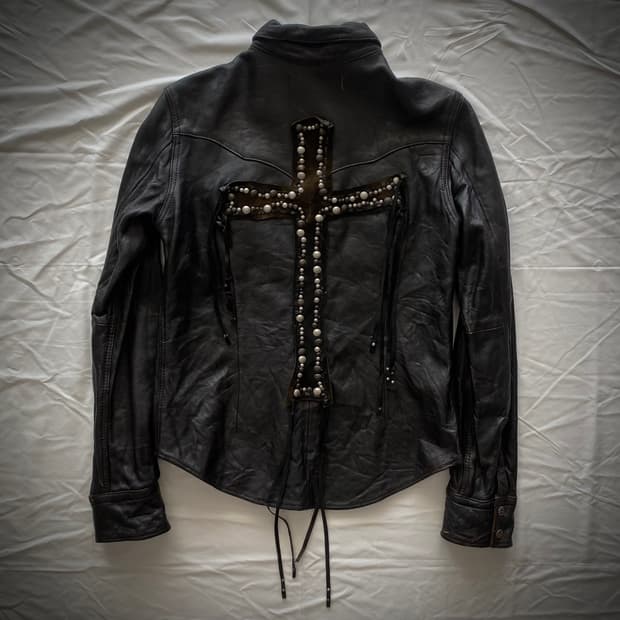 ‘Unknown’ Back Cross Leather jacket