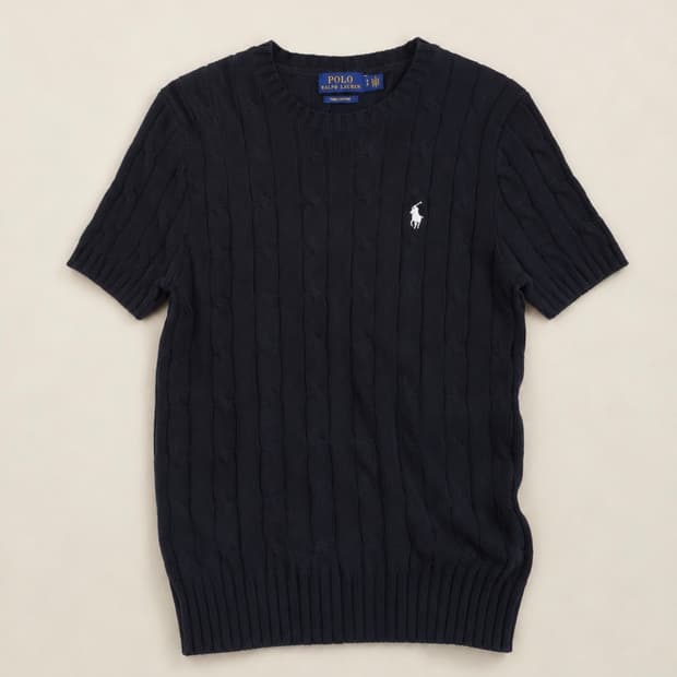 Polo 폴로 랄프로렌 블랙 케이블 반팔 니트