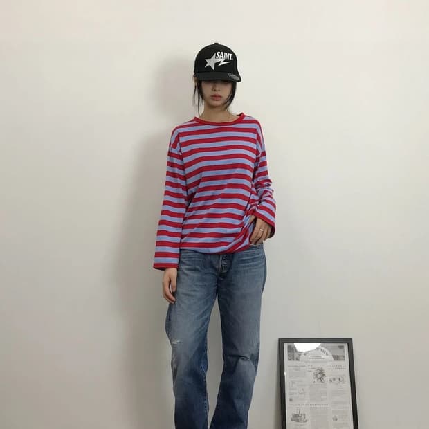 Browny Stripe Long Sleeve Tee