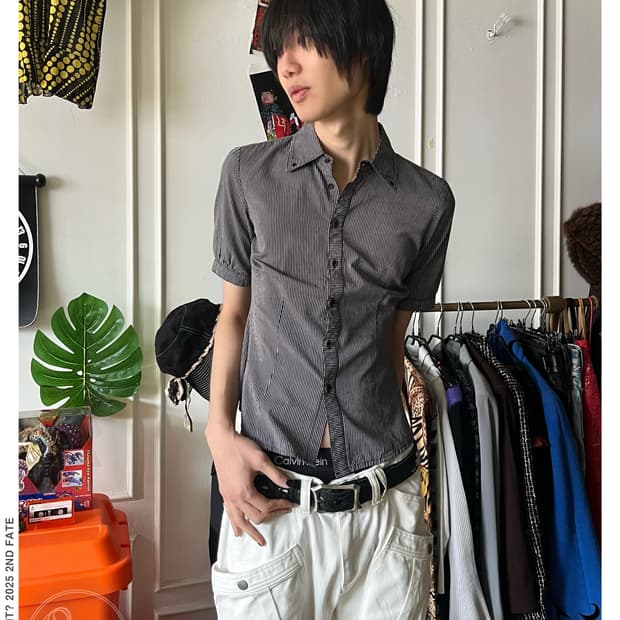 DIESEL Back Lettering 1/2 Stripe Shirt