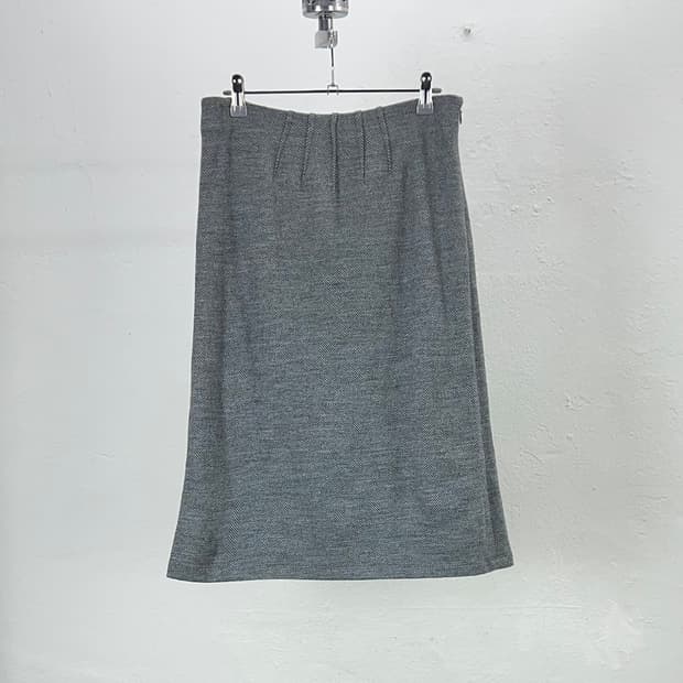 살바토레 페라가모 그레이 펜슬 울 니트 미디 스커트