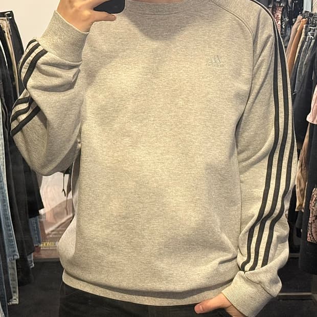 아디다스 에센셜 그레이 회색 블랙 스웻 셔츠 맨투맨 삼선 110 2XL