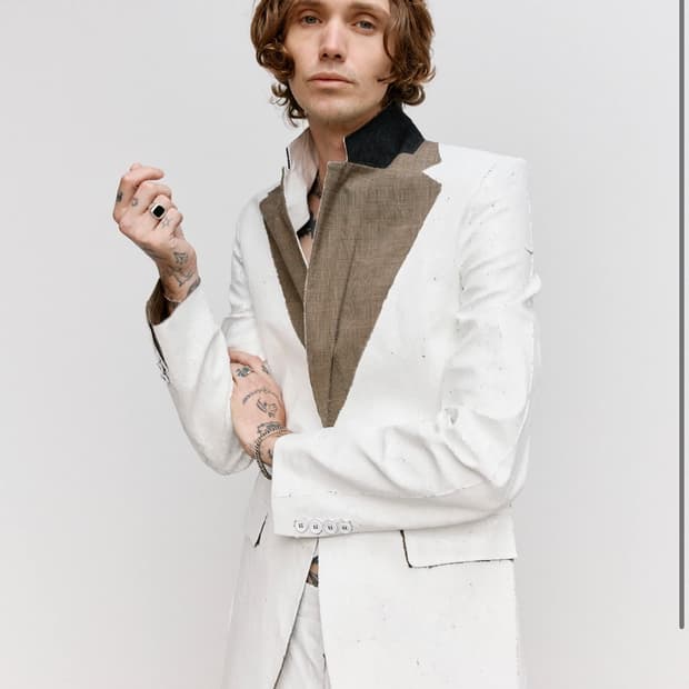 [IT46] mm6 margiela 화이트 페인티드 자켓