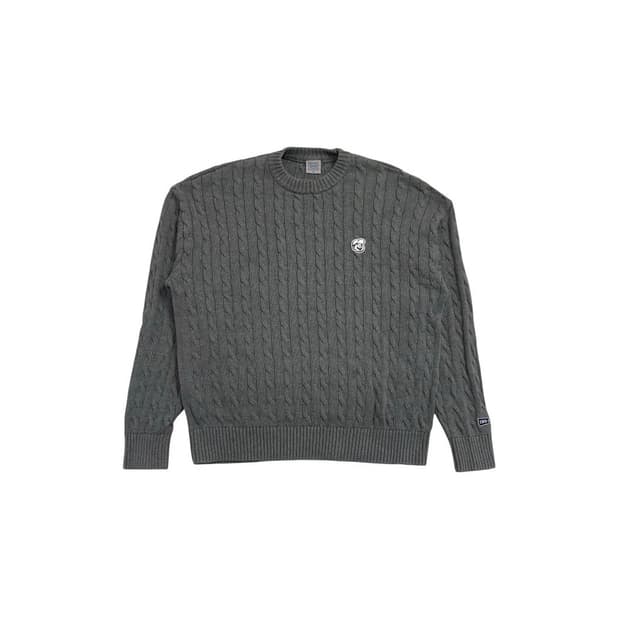 이벳필드 케이블 꽈배기 니트 그레이