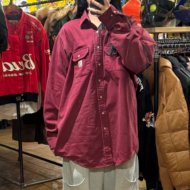 [HI] Carhartt 칼하트 투포켓 긴팔 셔츠 버건디