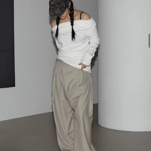 와이드 랩 슬랙스