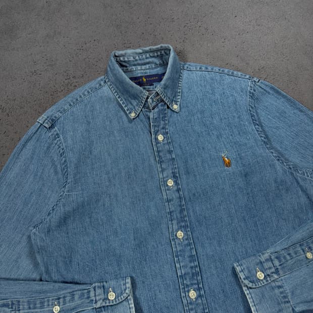 폴로 샴브레이 데님 셔츠