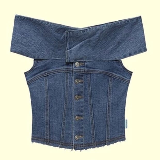 인스턴트펑크 데님 오프숄더 블라우스