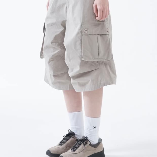 더콜디스트모먼트 이지 카고 하프 팬츠 그레이 베이지