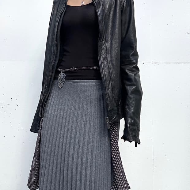 Basic loose lamb skins leather jacket / 