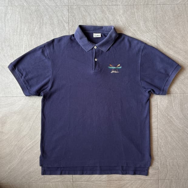90년대 생산 L.L.Bean 엘엘빈 네이비 카라 티셔츠 