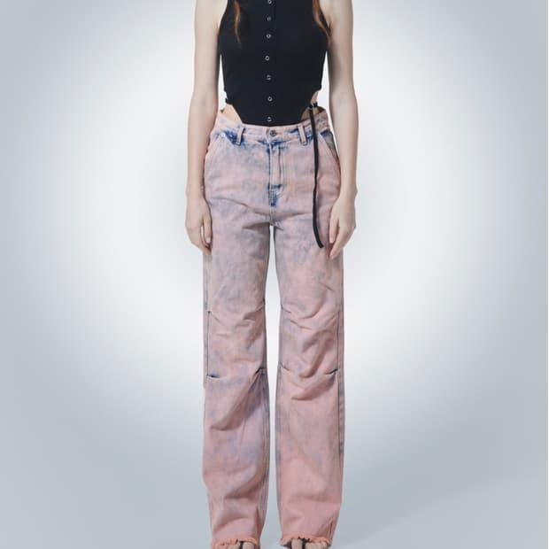 (S)여성 게이트리스 파라수트 빈티지 데님 팬츠