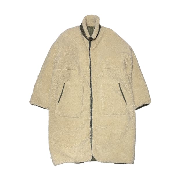 나우앤투모로우 리버시블 롱 시어링 플리스 코트