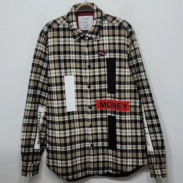 (L) 솔드아웃 자켓식 남방 체크 셔츠 안감누빔 매장판 