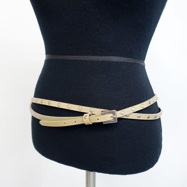 빈티지 레이어드 레더 벨트