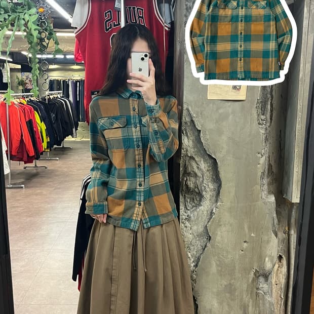 파타고니아 체크 셔츠 그린 XS #csz1929