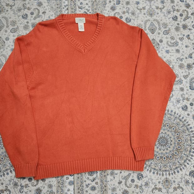 L.L.Bean 엘엘빈 오렌지 브이넥 니트 L