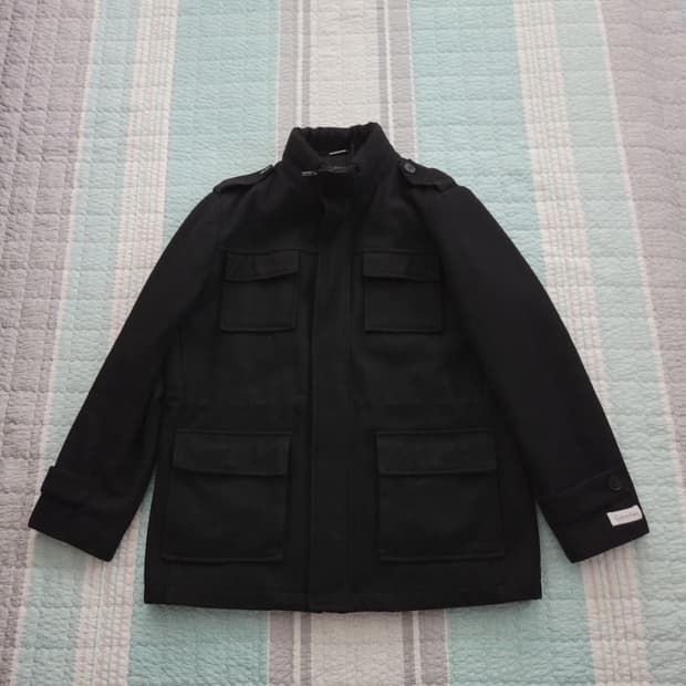 캘빈클라인 Calvin Klein 블랙하프코트 울자켓 L 105사이즈